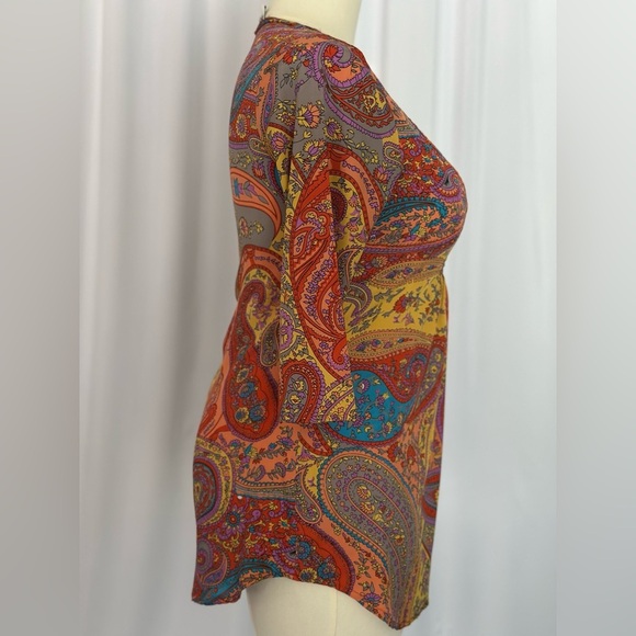 Magazine 100% Silk Multicolored Paisley Mini Dress (663) - Picture 5 of 14